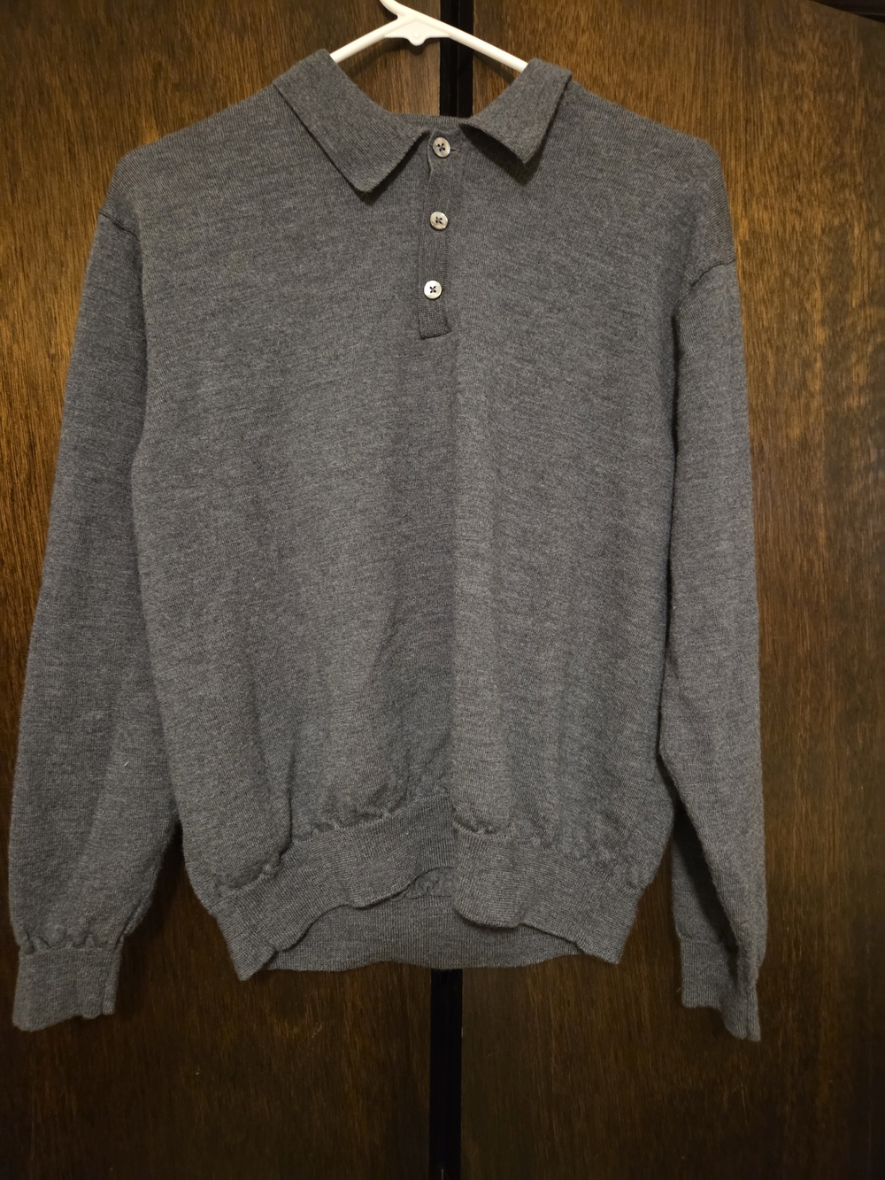 Club Room Gray Knit Polo Cardigan Sweater